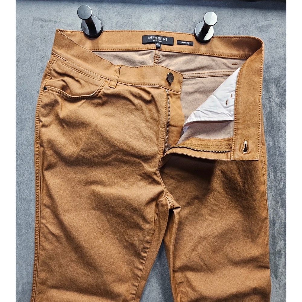 Lafayette 148 New York Mercer Slim Leg Pants Brown Cotton Stretch Size 6